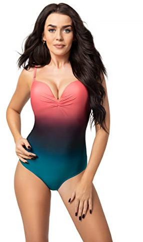 Selente My Secret K7243 Costume Mare/Piscina Intero Donna con Ferretti Taglie Forti, Rosa/Blu, 42