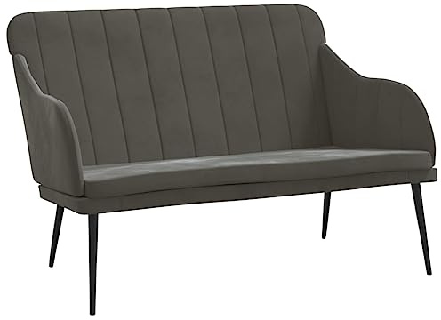 vidaXL Sitzbank, Bank Polsterbank mit Rückenlehne Armlehne, Sofa Flurbank für Wohnzimmer, Garderobenbank Metallgestell, Modern, Dunkelgrau Samt