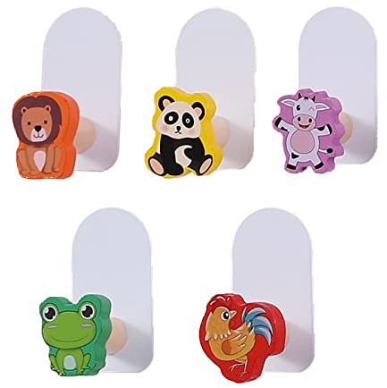Exbrith 5 Stück Klebehaken, Kleiderhaken Selbstklebend, Kleiderhaken Kinder Selbstklebend, Kleiderhaken Kinder selbstklebend, Kleiderhaken für Kinder