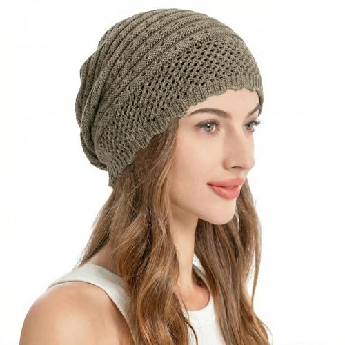 ZLYC Damen Sommer Strickmützen Handstricken Häkelmütze Vintage Beanie Mütze