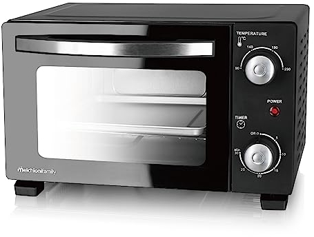 Melchioni Family | Forno Elettrico Modello DEVIL 11 con Capacità 11 litri, Temperatura regolabile fino a 230°C, Timer 30 Minuti, Colore Nero