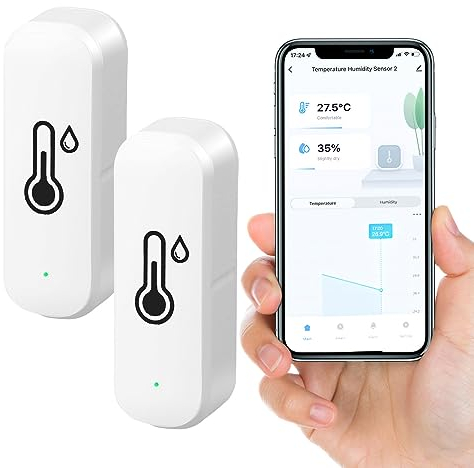 HygromèTres Wifi Pour La Maison IntéRieur Et ExtéRieur-Capteur De TempéRaturesans Fil Avec Enregistreur De DonnéEs, Surveillance à Distance Alarme Via L'Application Tuya-Compatible Avec Alexa, Google