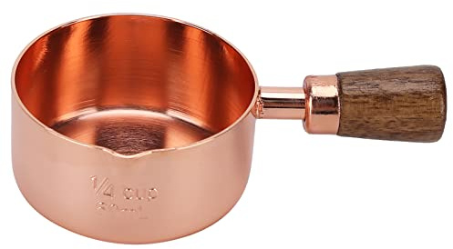 Mini Casserole, Ø9.9 cm Acier Inoxydable Casserole à Sauce, Or Rose Chauffe-beurre avec Bec Verseur et Poignée en Bois pour Ustensiles de Cuisine à Domicile(1/4tasse)