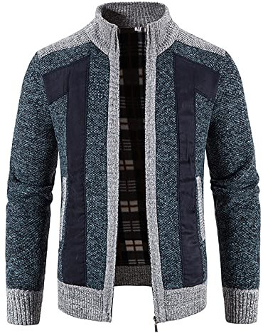LUNULE Fahrradmantel 28 Zoll Arbeitsjacken & -Mäntel Karierte Jacke Herren Herbst Winter Gestreiftes Zipper Cardigan Mit Reißverschluss Regenjacke Leicht (Blue, XL)