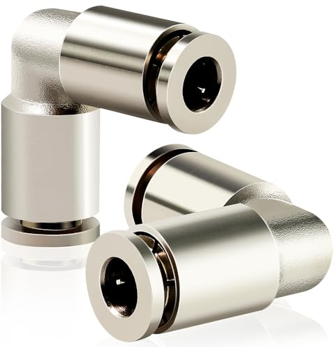 TAILONZ PNEUMATIC Rame nichelato 6mm od Raccordi a pressione Raccordi a gomito per tubi Raccordi a pressione Raccordi a tubo Push Lock PV-6 (Confezione da 2)