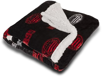 hermet A.C.Milan, Coperta Plaid Pile Sherpa Agnellato, 130x160, Invernale, Doppio Strato, Letto Divano, Morbida Calda, Prodotto Ufficiale