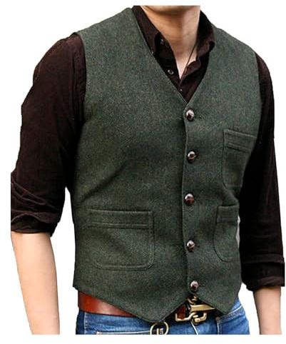 Solovedress Mens Vintage Classic Wolle Anzugweste Formale Regular Fit Weste Anzug Weste für Hochzeit Groomsmen