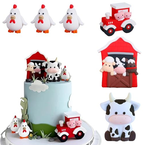 Decoration Gateau Anniversaire, 6 Pièces Décoration Gâteau Ferme Animaux | Cake Topper Ferme, Pour Anniversaires, Baptêmes Et Fêtes à La Campagne
