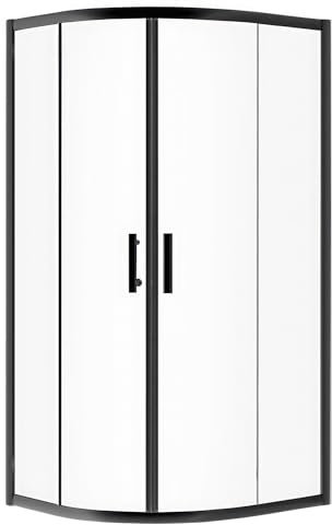 BADLAND Duschkabine Runddusche Halbrund 90x90 190 cm HELA Schwarz Eckdusche Duschabtrennung Transparent Glas 6 mm…