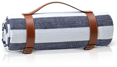 TRIXES XL Couverture de Pique-Nique rayée avec poignée de Transport – Couvertures imperméables et résistantes au Sable – Parfaite pour Les Pique-niques, Le Camping et Plus Encore…