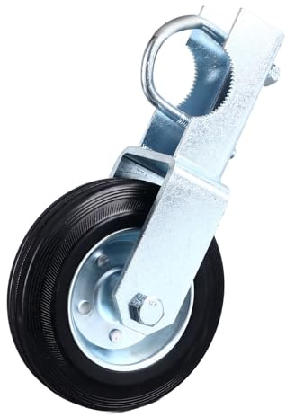 Tor-Rad, 6 Zoll 500lbs Lastaufnahme Metall-Gummi Tor-Stützrad Einfache Installation Gate Helper mit verstellbarem U-Bolzen für 1 5/8 bis 2 Zoll runde Zaunrohre