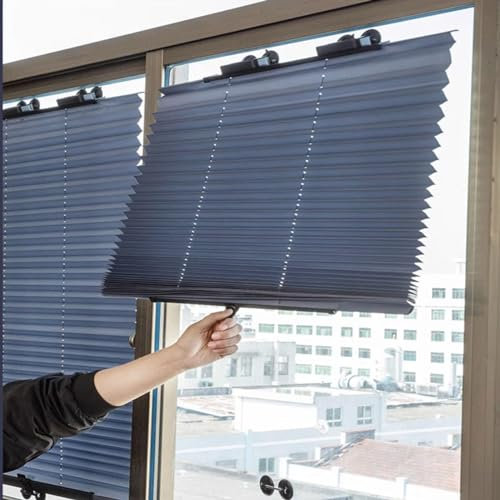 Verdunkelungsrollos Für Fenster,Sonnenschutzrollos Ohne Bohren,Plissee-Rollo,Temporäre Jalousien Für Fenster,Mit Saugnapf, Uv-Schutz,46x120cm/18x47in