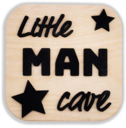 Little Man Cave Wooden Sign, Baby Boy Nursery Décor, Playroom Wall/Door Hanging, Child's Bedroom Décor, Toddler Gift, New Born Baby Boy Gift