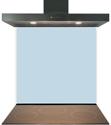 Light Blue Glass Kitchen Splashback 60x60cm – 6mm Toughened Heat-Resistant Glass, Polished Edges, Easy-Clean Hob & Cooker Splashback