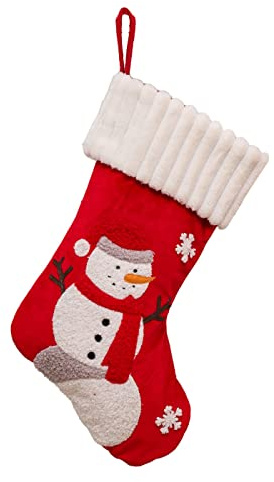 Generisch Weihnachtsstrümpfe, 37cm Große Weihnachtssocke mit Weihnachtsmann Schneemann, Nikolausstiefel zum Befüllen & Aufhängen, Christmas Stockings Weihnachtsdeko für Kamin Weihnachtsbaum (Rot)