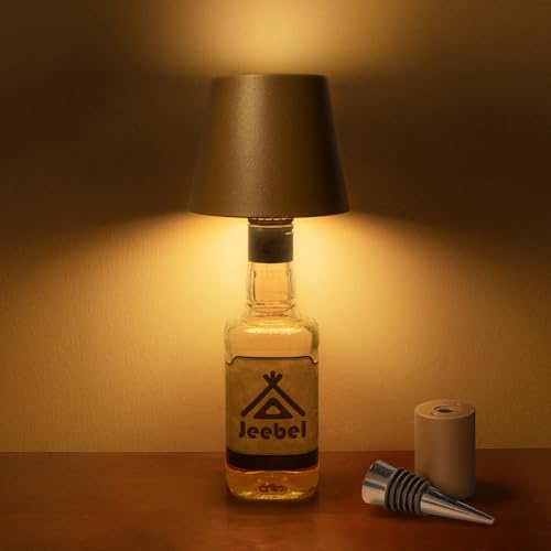 Jeebel Lampada per Bottiglia 5200mAh Lampada Tappo Senza Fili con Controllo Touch/Dimmerabile/ IP54/ 3 Modalità, Luce da Bottiglia Portatile in Metallo per Indoor-Outdoor Ristorante Bar Campeggio