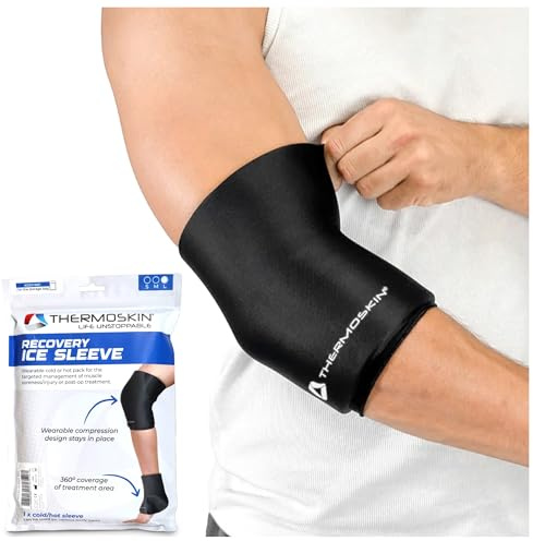 Thermoskin Recovery Ice Sleeve – kylmanschett för knän, ben, arm och fotled – kall & värmeterapi kylpaket med kompression – flexibel kylkompress och kylning för muskler, leder och kropp, M