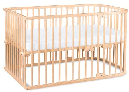 babybay Maxi extra großes Beistellbett aus massivem Buchenholz/Kinderbett Höhe stufenlos verstellbar & umweltfreundlich/Kinderbettset (Natur unbehandelt)