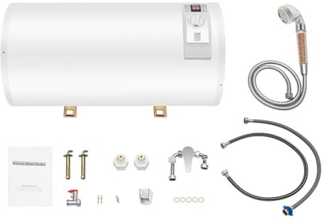 Chynalys Boiler 80L Warmwasserspeicher Temperature 77-167°F Warmwasserboiler mit Duschvorrichtung und Auslaufschutz, Elektrischer Wassererhitzer für Küche Garten Bad Wohnwagen