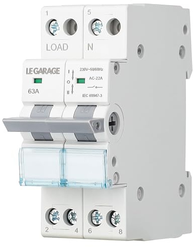 Interruptor de transferencia Manual 63A 2P + 2P MTS AC. Automático Disyuntor Magnetotérmico de Cambio Modular. Conmutador