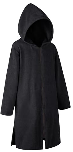 Weecreeture Kapuzenhandtuch-Poncho mit Reißverschluss und Tasche, Surf-Poncho für Damen und Herren, Strand-Bademantel, Umkleidemantel, Schwarz, XX-Large