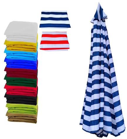 Auvent de rechange pour parasol de terrasse de 2,7 m, bleu et blanc, pour parasol déporté / déporté - Toile durable pour jardin - 8 baleines - 7 m 0 m