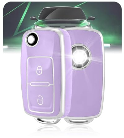 LELNOOS Autoschlüssel Hülle, Silikon Schlüsselhülle Schutz Schlüsselcover für VW Volkswagen Golf 4 5 6 Polo Up Caddy T5 T6 Tiguan Beetle Passat Scirocco Seat Ibiza Leon Skoda Fabia, 2 Tasten