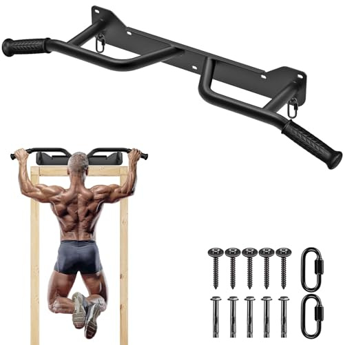 SELEWARE klimmzugstange türrahmen klimzugststange wand - Wandmontage Latzugstangen Home Gym Workout Ausrüstung mit Widerstandsband Haken