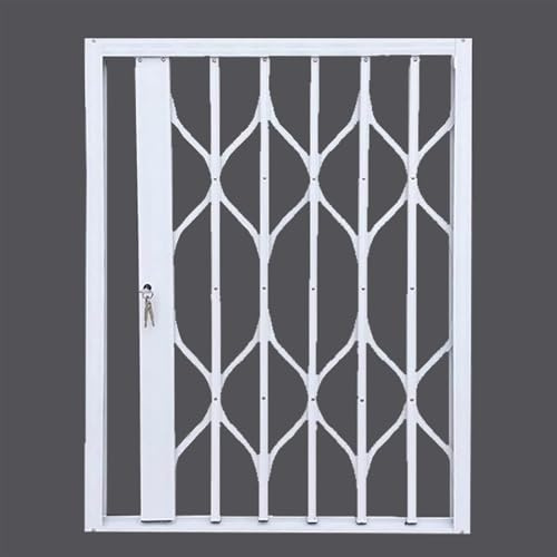 Hurricane-Resistant White Foldable Sliding Windows with Locks, Aluminum Alloy Security Gate Bars, Anti-Theft Safety Fences for Inside Windows (32x46inch/81x117cm)