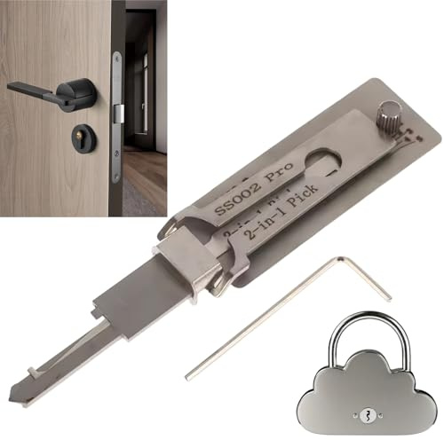 Sta/inless St/EEL Key Decoder,2 in 1 Lock Pick&Lock Picking Tool,Professional Loc/ksmith Tools,Durable Lock Picking Kit,Auto L/ock Pic/King kit for Beginners,Precision Design for Auto,Easy to Operate