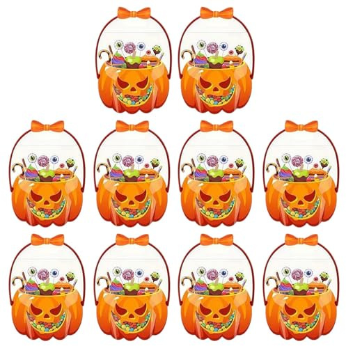 Halloween godispåsar | 10 st presentpåsar | Transparent väska för fester och evenemang | för skola och utomhus pojke flicka
