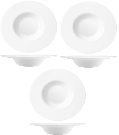 COSE DA CASA Set 6 Piatti Risotto Gourmet Gran-gusto  27 cm a cappello di prete Vetro Antiurto bianco professionale o domestico tavola elegante hotel ristoranti