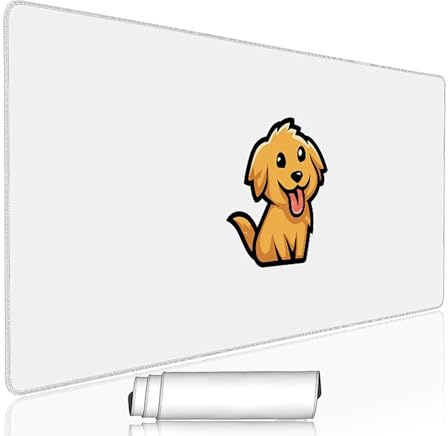 Tapis de Souris Blanc sous Main Bureau Tapis de Souris Gaming XXL 1400x600x3mm Mouse Pad Caoutchouc Chien Grand sous Main Gamer Accessoires PC Imperméable, pour Clavier Ordinateur Portable w-8676