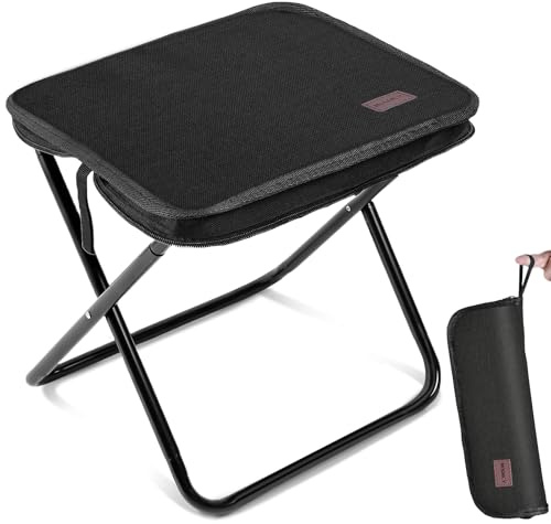 MOONCY Tabouret Pliant Portable, 33×26,5×32 cm Tabouret de Camping Ultra Léger, Charge 120 kg, Chaise Pliante Camping pour Barbecue, Jardin, Randonnée et Pêche, Noir