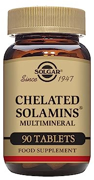 Solgar Chelated Solamins Multimineral - 90 Tablets | Essential Minerals: Calcium, Iron, Magnesium & Zinc -with Enzymes That Supports Life Functions - Vegan, Kosher & Gluten-Free