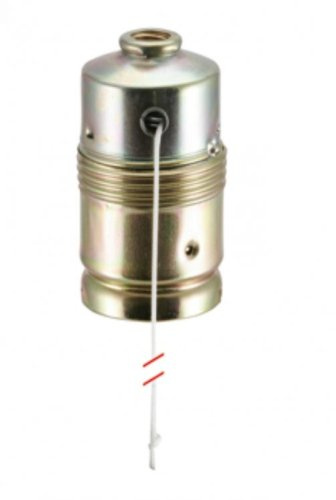 Lampen Metallfassung E27, vermessingt mit Zugschalter