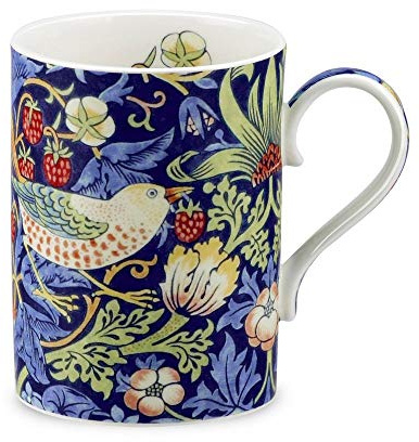 Royal Worcester x Morris & Co. Coffe Mug - Strawberry Thief Indigo Design, Fine China Mug with Handle, Microwave & Dishwasher Safe, Suitable for Hot Drinks
