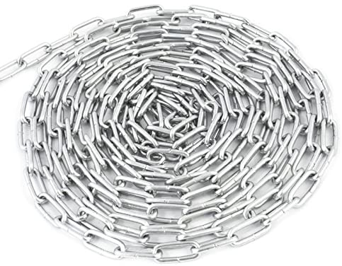 DQ-PP Stahlkette Stahl C15 – 3mm – 60m – Kurzgliedrig – Verzinkt – DIN 5685 – Absperrkette – Metall – Rundstahlkette – Eisenketten – Absperrketten – Zurrketten