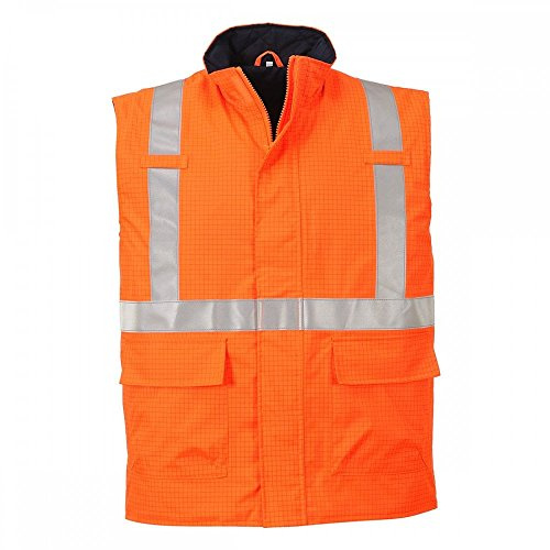 Portwest Chaleco De Calor De Alta Visibilidad, Ignífugo Y Antiestático Bizflame Rain, Tamaño: XXXL, Color: Naranja, S776ORRXXXL