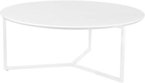 FineBuy Couchtisch Rund 80 cm Weiß Matt mit Metallgestell | Wohnzimmertisch aus lackiertem MDF, Loungetisch mit großer Tischplatte, Sofatisch mit sicherem Stand