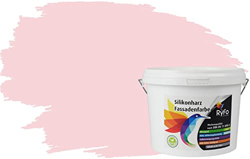 RyFo Colors Silikonharz Fassadenfarbe Lotuseffekt Trend Pastellrosa 3l - bunte Fassadenfarbe, weitere Violett Farbtöne und Größen erhältlich, Deckkraft Klasse 1