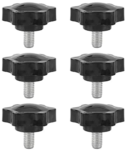 MroMax 6 piezas M8 x 12 mm de rosca de repuesto de tornillo de apriete de desmontaje rápido, piezas de repuesto de mango de sujeción, perilla de tornillo de agarre negro