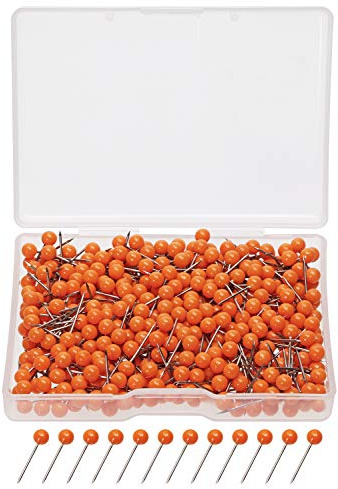 Tupalizy 1/8 Zoll kleiner runder Kugelkopf, dekorative Reißzwecken für Reisen, Karte, Kunst, Bild, Foto, Leinwand, Pinnwand, Wand, DIY, Handwerk, Zuhause, Schule, Büro, 500 Stück (orange)