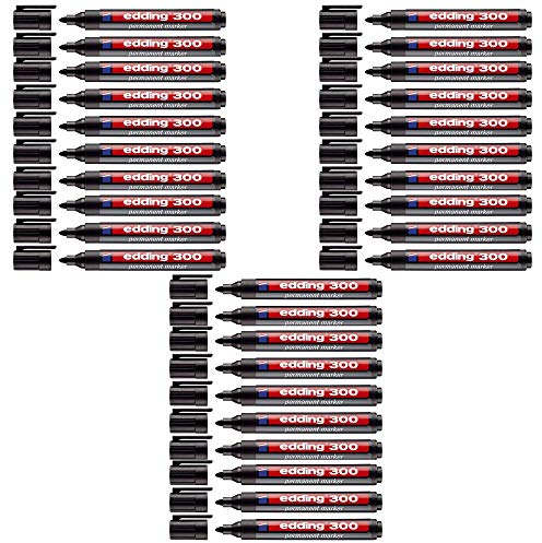 edding Permanent-Marker 300 schwarz (10 Stück) (30er Pack)