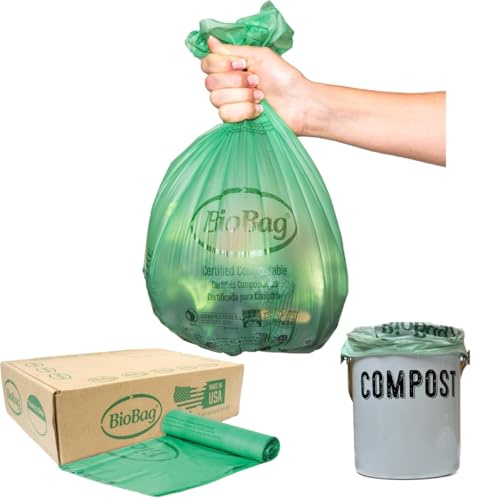 2.6 Gallon Compostable Food Scrap Bags by BioBag, 100 Count, BPI Certified, Meets ASTM D6400 Standards, Made in USA, Kitchen Counter Bin Liners