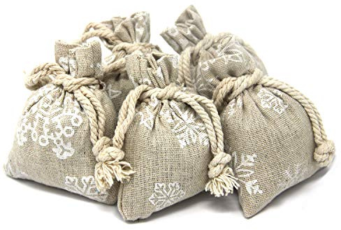 Quertee 5 x Lavendelsäckchen zu Weihnachten | Duftsäckchen mit Sternchenmotiv aus Leinen | Französischer Lavendel | Mottenschutz für Kleiderschrank | 75g Lavendelblüten