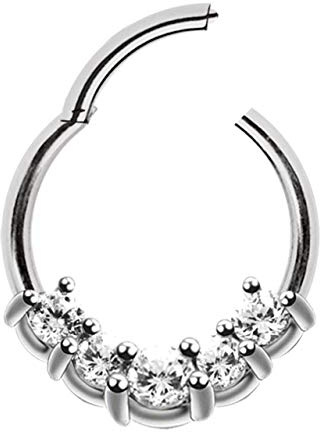 Piercing Ring Smooth Segment Clicker mit fünf Steinen in 1,2 mm