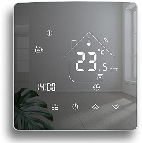 Beok Spiegel Smart Thermostate Heizungsthermostat Raumthermostat Fussbodenheizung WiFi Intelligente Wandthermostat für Elektrische Fußbodenheizung Kompatibel Alexa,Google Assistant 16A TGR85WIFI-EP