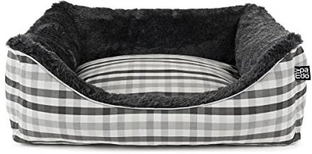 Mypado Checker Hundebett mit modernem Karomusteter S Grau-Anthrazit