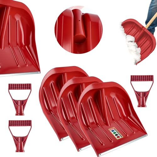 KADAX Pelle à Neige, 44,5 x 38,5 cm, Pelle à Neige sans Manche, Chasse-Neige avec Bord en tôle de Zinc, Pelle à Neige en Plastique, Pelle à Neige (3, Rouge)